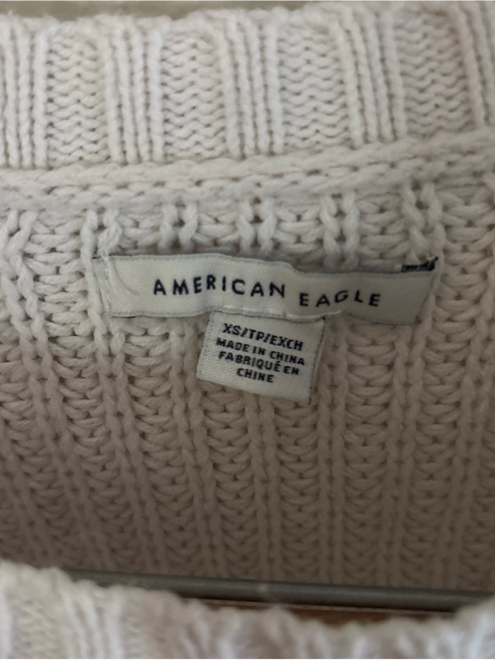 American Eagle Women's Cream Open-Knit Pullover Sweater XS - Picture 3 of 5